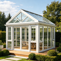 Invernadero de Jardín con Estructura de Aluminio Estilo Victoriano Blanco, con Ventilación y Claraboya, para Patio Trasero de Villa