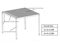 Pergola à lames en fer 3x3m 3x4m Hauteur 2,3m pour terrasse extérieure, gazebo métallique facile à installer, imperméable, robuste et durable