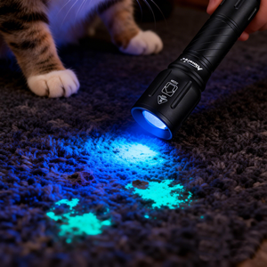 365nm+395nm <span class=keywords><strong>Zoom</strong></span> 2-in-1 LED Hochleistungs-UV-Taschenlampe zur Erkennung von Erzen, Skorpions, Geld, Katzen-, Hunde- und Tierurin sowie zur Hotelinspektion - Product Image 6