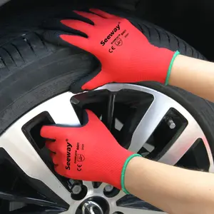 Seeway Universal Waterproof and Oil Resistant Wear Wrinkles Gardening Dipped Rubber Gloves Car Auto Mechanic Repair Gloves