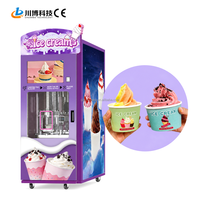 Distributeur automatique de crème glacée commercial intelligent avec gestion de la partie arrière, affichage publicitaire et distribution automatique de gobelets