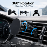 Support de téléphone magnétique pour voiture à dissipation thermique avec ventouse, pince stable à 3 griffes, rotation à 360 degrés, hauteur réglable