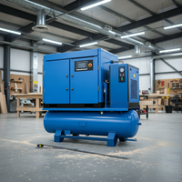 Compresseurs industriels 7 kW 10 CV, compresseur d'air à vis tout-en-un 4-en-1 avec sécheur d'air et réservoir d'air pour l'industrie générale et les ateliers automobiles