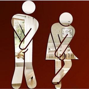 Autocollant Miroir 3D Amovible Homme Femme, Panneau de Signalisation pour Toilettes, Autocollants de Porte de Salle de Bain, Décoration Murale Maison, Décalcomanie, Panneau d'Entrée DIY - Product Image 4