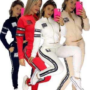 Completo Due Pezzi da <span class=keywords><strong>Donna</strong></span> di Lusso con Stampa Autunno/Inverno, Manica Lunga con Zip, Tuta Sportiva di Marca - Product Image 2