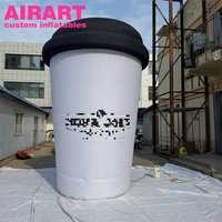 Tasses à café géantes gonflables de 4 mètres de haut pour les décorations d'événements extérieurs des magasins de boissons, tasses à café éclairées par LED disponibles