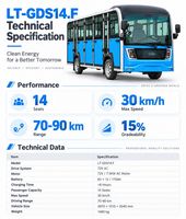 Navette électrique de resort 14 places LT-GDS14.F 72V AC avec certification CE et caractéristiques de sécurité pour hôtels et sites touristiques