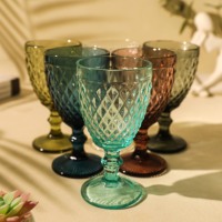 Groothandel Europese Stijl Retro Luxe Romantische Blauwe Wijn Glazen 340Ml Kleurrijke Vintage Glazen Bekers Voor Feest