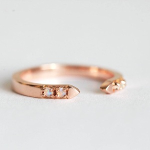 シンプルな925スターリングシルバーファインジュエリー結婚調節可能な18kオパールスタッキングメンズローズゴールドリング - Product Image 3