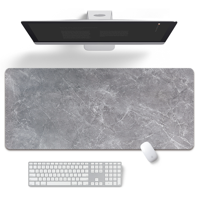 2026 Custom Logo Grey Marble Pattern Keyboard Pad Design Mouse Pads Big Desk Keyboard Mats OEM Natural Rubber Office Mousepad