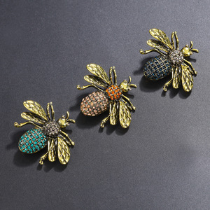 Atacado Personalizado das Mulheres Exagerado Vintage Abelha Broches Strass Liga Bonito Animal Broche Pin Casamento Festa Noivado Presente - Product Image 2