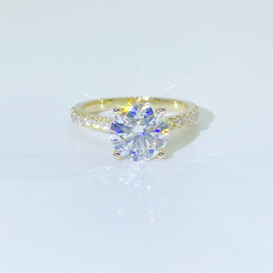 Anel de prata esterlina 925 de joia fina, anéis de casamento e noivado de 8mm, cortado redondo de diamante, cor d, anel de moissanite - Product Image 2
