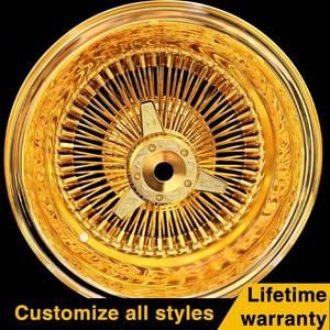 Кованые колеса, золотые проволочные колеса, <span class=keywords><strong>2</strong></span>/3 стержни, спицевые диски 5x114,3 CB 72,6 мм, диски для классического Chevy Impala Cadillac Lincoln - Product Image 2