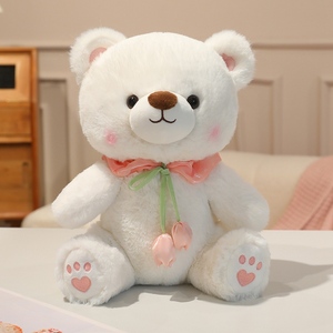 Oso de Peluche Blanco Romántico, Cuatro Estilos Encantadores, Peluche de Conejo Suave, Bolsa de Regalo Portátil, Luces de Flores a Juego, Dulce Regalo para Mamá - Product Image 4