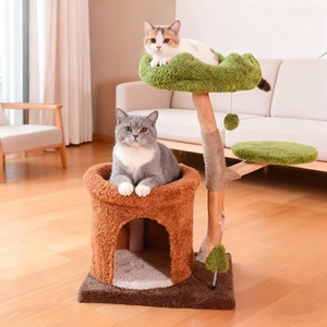 Massivholz <span class=keywords><strong>Cat</strong></span> <span class=keywords><strong>Tree</strong></span> & Scratcher Integrierte große <span class=keywords><strong>Cat</strong></span> House & Jumping Platform Spezielle <span class=keywords><strong>Cat</strong></span> Climbing Post mit Rahmen und Loch - Product Image 1
