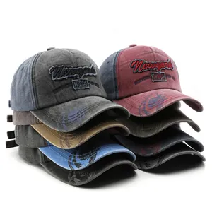 High Quality Retro Washed Canvas Baseball Cap Unisex Alphabet Embroidery Outdoor Sport Visor