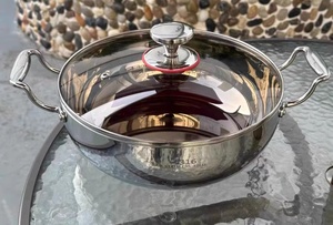 Olla <span class=keywords><strong>de</strong></span> Acero Inoxidable para Hot Pot, Olla <span class=keywords><strong>de</strong></span> Sopa <span class=keywords><strong>de</strong></span> Triple Fondo Extra Grueso, <span class=keywords><strong>Vaporera</strong></span> <span class=keywords><strong>con</strong></span> <span class=keywords><strong>Tapa</strong></span> <span class=keywords><strong>de</strong></span> <span class=keywords><strong>Vidrio</strong></span>, Grande - Product Image 4