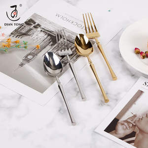 DianTong Juego de Cubiertos Dorados de Acero Inoxidable, Cubiertos de Lujo, Cuchillo y Cuchara, Tenedor, Boda - Product Image 3