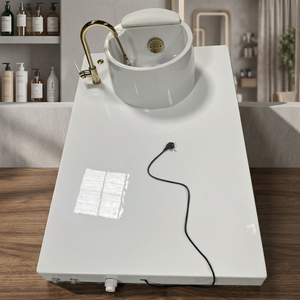 Exterior del lavabo para pies y uñas con base de silla multifuncional de estilo europeo con respaldo alto, equipada con baño para pies y función de hidromasaje. - Product Image 1