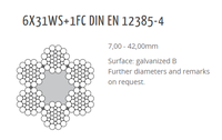 Câble en acier galvanisé 6x31WS+FC API 9A pour grue, câble de flèche 16mm, câble non tressé 766980, câble Godes 6mm3mm, câble Arame Ent