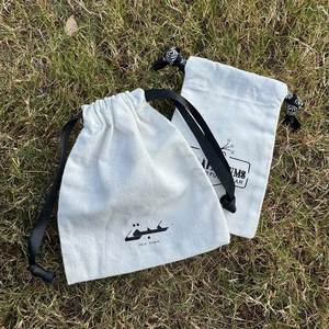 Customized Natural Cotton Drawstring Dust <b>Bag</b> Promotional Packaging Cotton Gift Drawstring <b>Bag</b> With Ribbon <b>Strings</b> - Product Image 1
