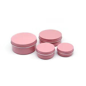 Logo personnalisé 5g 30ml 60ml 80ml 100ml 150ml 200g 250g vide rond en aluminium de couleur rose pot en métal étain en aluminium