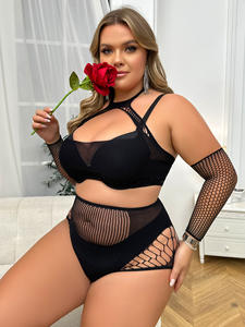 Nuisette érotique pour filles coquines de boîte de nuit, nuisette noire transparente <span class=keywords><strong>sexy</strong></span> en résille, lingerie 92% polyamide 8% élasthanne JSY pour femmes - Product Image 4