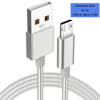 Vente flash Câble USB tressé de 1 m vers Micro USB Chargeur rapide 2A Câbles USB Micro B pour téléphone Android