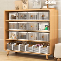 Boîte de rangement de bureau GREENSIDE en PP, organisateur de bureau, armoire anti-poussière pour collations, étagère à cosmétiques et soins de la peau pour coiffeuse, avec couvercle pliable