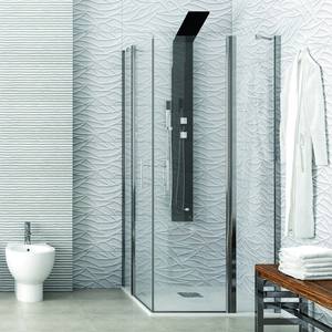 Kamalu KPX1000 moderno doppio-foglia 80x80 angolo doccia involucro in alluminio Frameless per bagno con doccia a vapore - Product Image 2