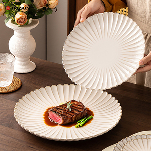 Vente directe usine – Assiette plate en porcelaine moderne et minimaliste, avec glaçure japonaise changeante de couleur, compatible micro-ondes, pour la maison - Product Image 5