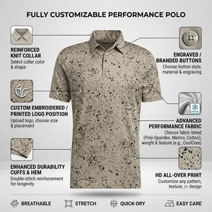 Polo da Uomo Personalizzata con Logo, Stampa a Schizzi su Tutta la Superficie, Elasticizzata in 4 Direzioni, Morbida e Traspirante, Manica Corta, Abbigliamento da Golf ad Alte Prestazioni - Product Image 5