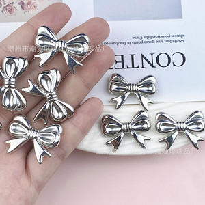 Silver Electroplated <b>Bow</b> Decorations Acrylic Women <b>Shoe</b> Accessories Summer 2025 Chaozhou Origin - Product Image 2