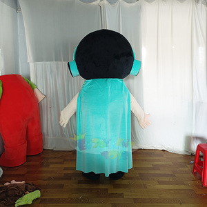 Costume de mascotte en peluche unisexe à thème garçon mignon, avec cape et écouteurs, super doux, pour fête d'anniversaire et cosplay - Product Image 4