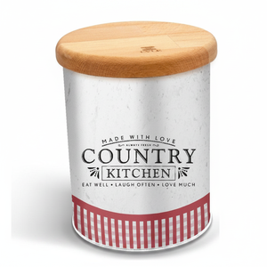 2.1L <b>round</b> Vintage Bee & Laurel Elegance Tin Storage <b>Box</b> 140x150mm Recyclable Food Grade Tinplate with Embossed Knob Handle - Product Image 2