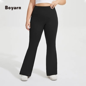 Femmes grande taille 4XL Yoga Flare pantalon haute Stretch hanche ascenseur Fitness cloche bas vêtements de sport taille élastique fermeture couleur nue - Product Image 6