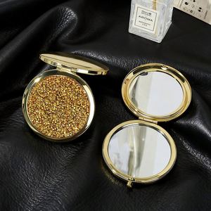 Wholesale Diamond Glitter Double Sided Material Silver <b>Mirror</b> Portable <b>Small</b> Folding Makeup <b>Mirror</b> for Girls Souvenir - Product Image 3