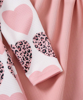 Nouveau design personnalisé mignon enfant fille robe en gros imprimé coeur léopard manches 100% coton bambou pyjama vêtements pour enfants