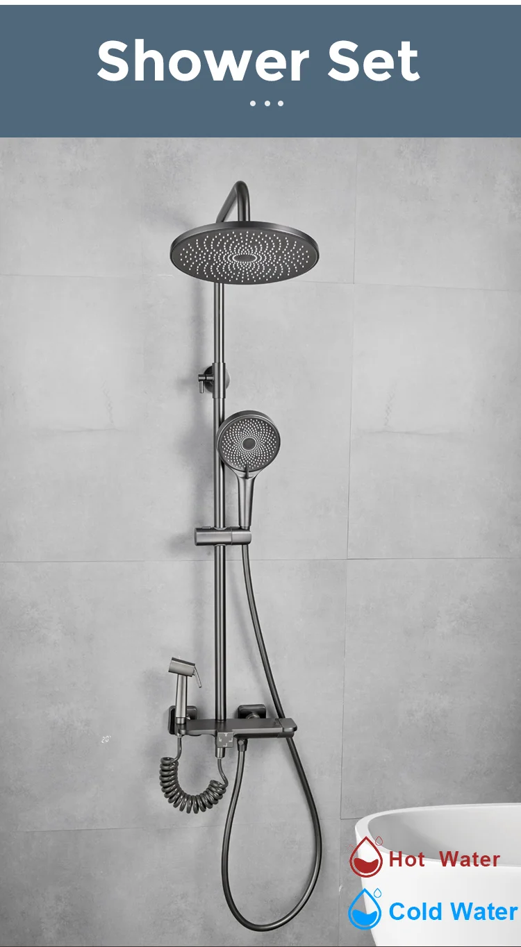 shower set wall mounted brass tap Bathroom taps brass kits rain rainfall showerset mixer faucet set taps and shower for bathroom