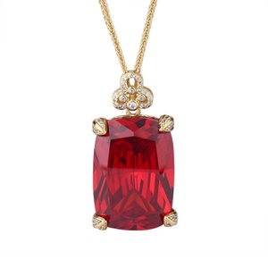 Premium Eco-friendly Copper Gold Plated 20*<b>28mm</b> Colorful Cubic Zirconia Pendant Jewelry Large Colorful Gemstone Necklace - Product Image 1