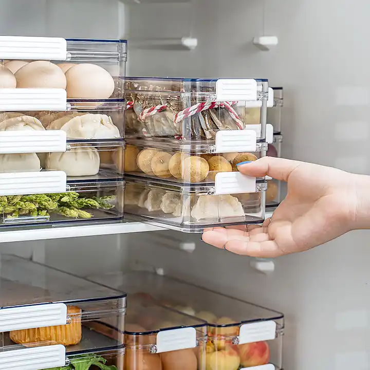 Clear Plastic Refrigerator Organizer Bins Fridge Food Pantry