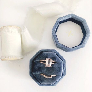 wholesale logo girls jewelry set boxes blue fancy ring organizer mirror velvet jewelry box