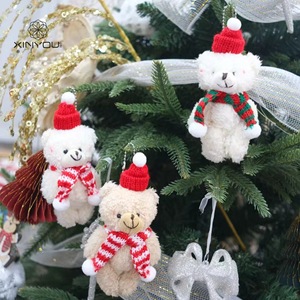 Ready Stock <b>Cute</b> Christmas Plush <b>Bear</b> Ornament With Knit Hat Scarf for Tree Decoration Bag Accessory Gift - Product Image 4