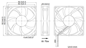Yüksek Dayanıklılık Anti-titreşim DC 12V 9225 Endüstriyel Bellek veya RAID Depolama Sistemi için Fırçasız Bilyalı Rulmanlı Eksenel Soğutma Fanı - Product Image 6