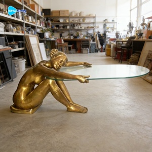 Socle de table basse en bronze antique, sculpture féminine de luxe, pieds de table en métal pour décoration intérieure - Product Image 5