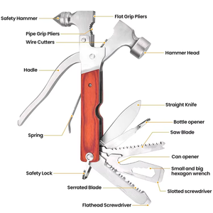 Machiniste en acier inoxydable OEM personnalisé marteau survie d'urgence voiture brise-vitre Multitool bricolage Camping outil - Product Image 4