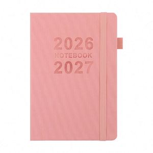 สมุดแพลนเนอร์ภาษาอังกฤษปี 2026-2027 แบบข้ามพรมแดน ปฏิทินรายปี สมุดแพลนเนอร์แบบมีสายรัด คู่มือเพิ่มประสิทธิภาพการทำงาน สมุดโน้ตแบบปรับแต่งได้ กล่องของขวัญ - Product Image 1