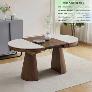 Mesa de Comedor OKAY de MDF, Materiales Mixtos, Combinación de Colores, Extensible, Estilo Moderno Minimalista, con Superficie de Cerámica - Product Image 1