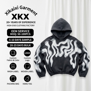 Sweat à capuche zippé en coton de luxe 500 GSM, coupe courte, avec logo brodé 3D personnalisé, en molleton épais noir, lourd, pour homme - Product Image 1