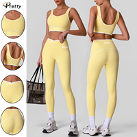 Conjunto de yoga personalizado para mujer con diseño de bloques de color, conjunto deportivo para fitness, entrenamiento, correr, con sujetador de espalda hermosa